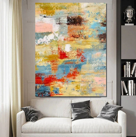 Contemporary Modern Art Paintings, Simple Modern Art, Living Room Wall Art Ideas, Palette Knife Paintings, Large Modern Art Ideas-ArtWorkCrafts.com