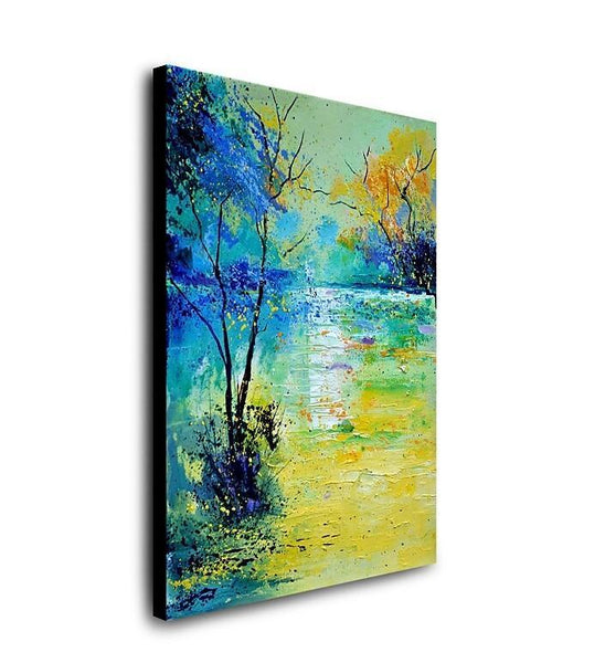 Forest Tree by the Lake Painting, Abstract Landscape Painting, Canvas Painting Landscape, Paintings for Living Room, Simple Modern Acrylic Paintings,-ArtWorkCrafts.com