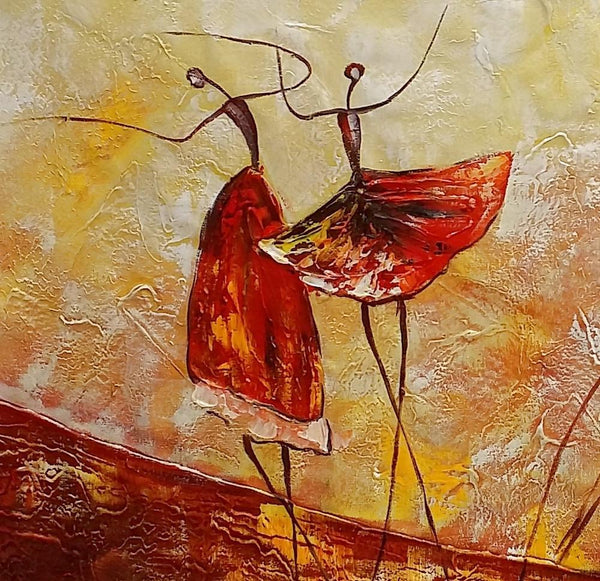 Simple Canvas Painting, Dining Room Wall Art Paintings, Buy Art Online, Abstract Acrylic Painting, Ballet Dancer Painting-ArtWorkCrafts.com