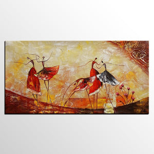 Simple Canvas Painting, Dining Room Wall Art Paintings, Buy Art Online, Abstract Acrylic Painting, Ballet Dancer Painting-ArtWorkCrafts.com