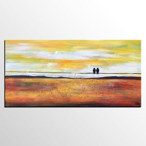 Bird Painting, Love Birds Painting, Abstract Canvas Painting, Buy Art Online, Canvas Painting for Bedroom, Simple Modern Art-ArtWorkCrafts.com