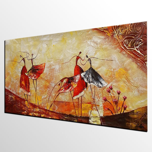 Simple Canvas Painting, Dining Room Wall Art Paintings, Buy Art Online, Abstract Acrylic Painting, Ballet Dancer Painting-ArtWorkCrafts.com