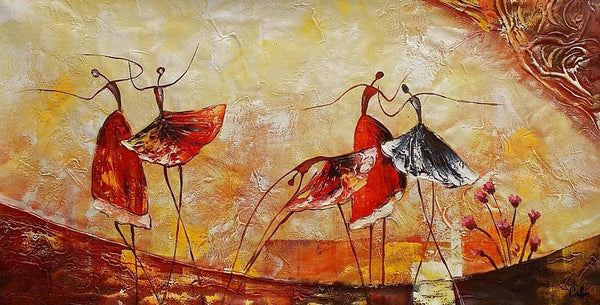 Simple Canvas Painting, Dining Room Wall Art Paintings, Buy Art Online, Abstract Acrylic Painting, Ballet Dancer Painting-ArtWorkCrafts.com
