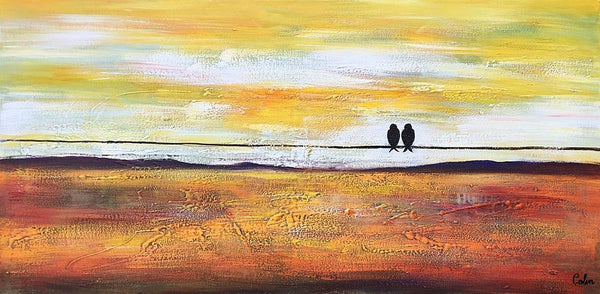 Bird Painting, Love Birds Painting, Abstract Canvas Painting, Buy Art Online, Canvas Painting for Bedroom, Simple Modern Art-ArtWorkCrafts.com