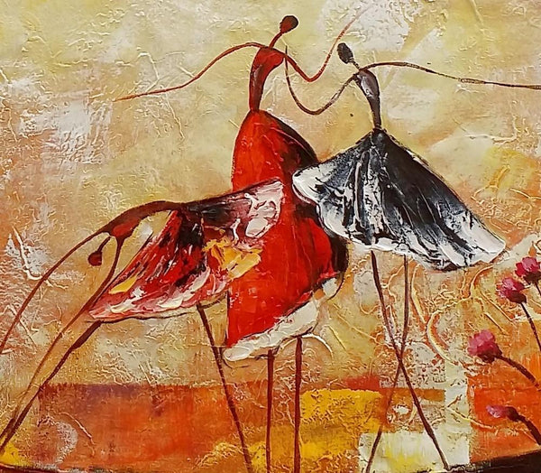 Simple Canvas Painting, Dining Room Wall Art Paintings, Buy Art Online, Abstract Acrylic Painting, Ballet Dancer Painting-ArtWorkCrafts.com