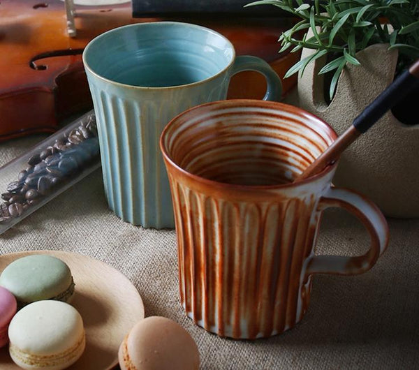 Cappuccino Coffee Mug, Handmade Pottery Coffee Cup, Large Capacity Coffee Cup, Large Tea Cup-ArtWorkCrafts.com