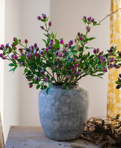 Simple Artificial Flowers for Living Room, Blueberry Fruit Branch, Flower Arrangement Ideas for Home Decoration, Spring Artificial Floral for Bedroom-ArtWorkCrafts.com
