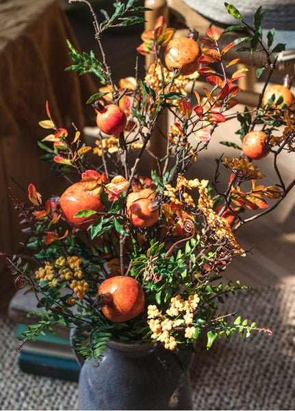 Pomegranate Branch, Fern leaf, Beautiful Flower Arrangement Ideas for Home Decoration, Table Centerpiece, Artificial Flowers, Simple Artificial Floral for Dining Room-ArtWorkCrafts.com