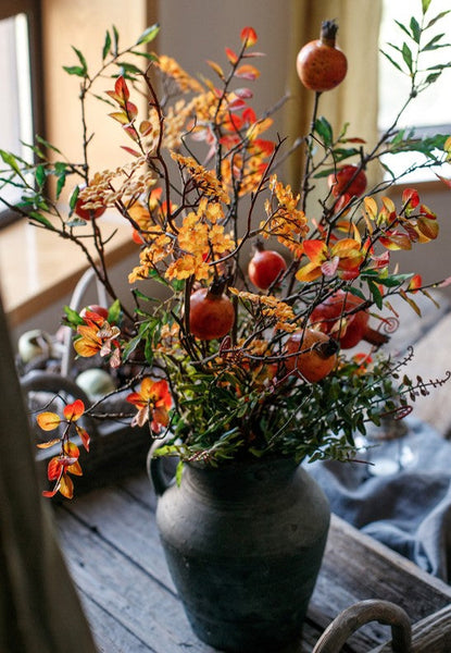 Pomegranate Branch, Fern leaf, Beautiful Flower Arrangement Ideas for Home Decoration, Table Centerpiece, Artificial Flowers, Simple Artificial Floral for Dining Room-ArtWorkCrafts.com