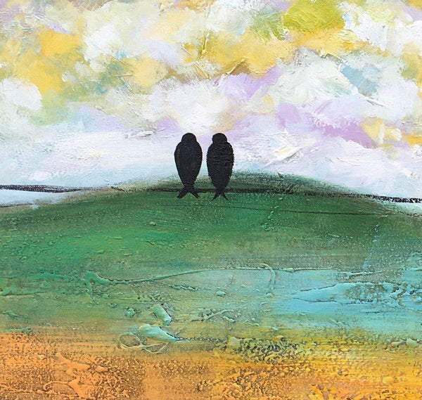 Abstract Canvas Painting, Wall Art Painting, Canvas Painting for Living Room, Wedding Gift, Love Birds Painting, Acrylic Abstract Painting-ArtWorkCrafts.com