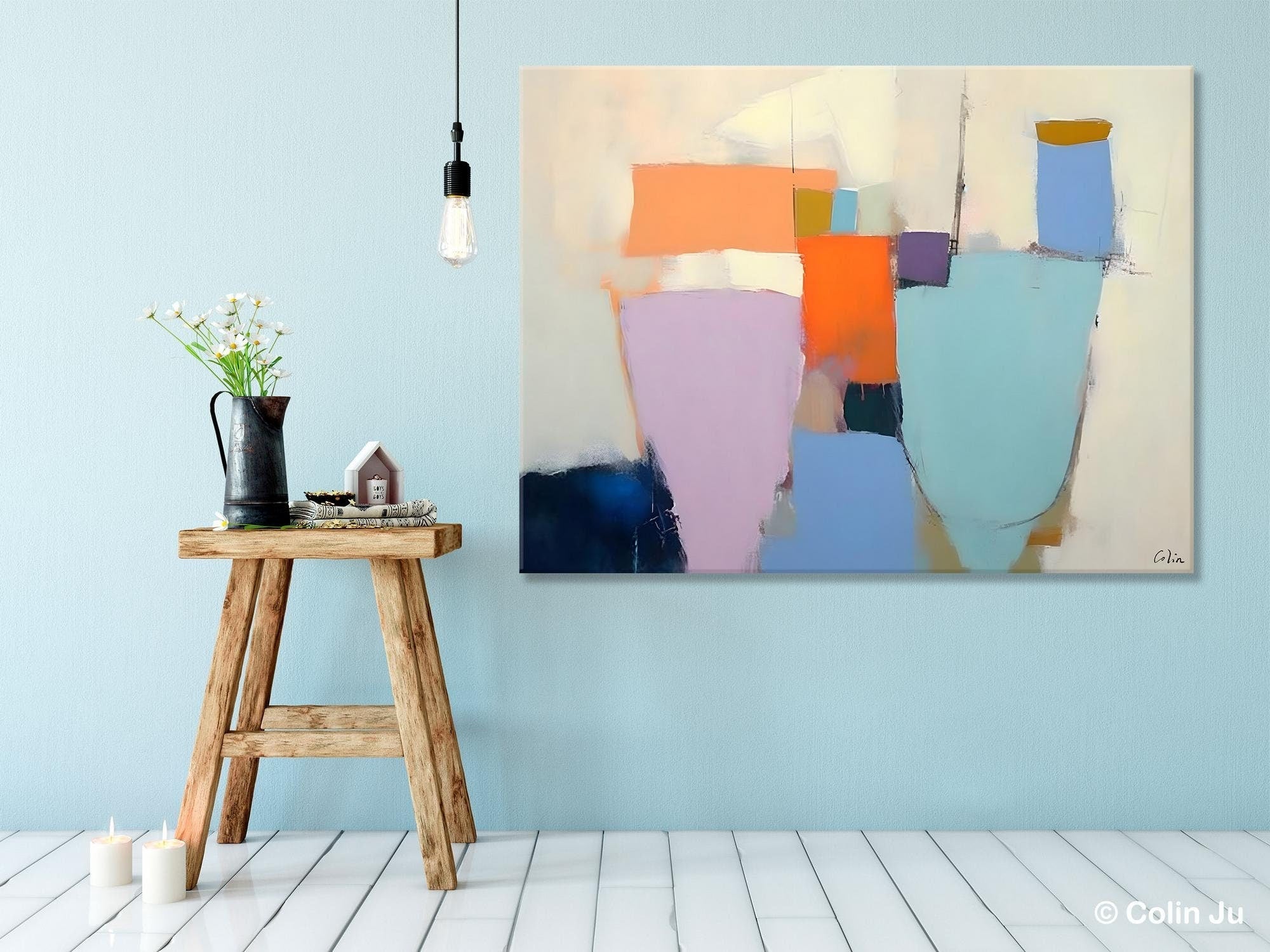Simple Wall Painting Ideas for Living Room, Extra Large Painting on Canvas, Contemporary Acrylic Art, Original Abstract Wall Art Paintings-ArtWorkCrafts.com
