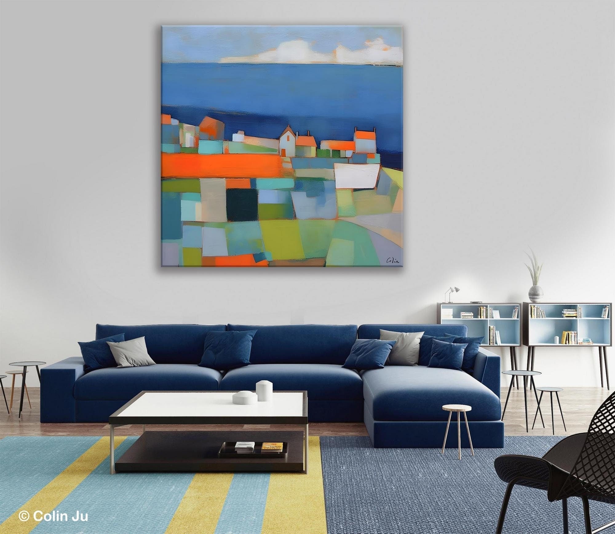 Landscape Canvas Paintings, Original Abstract Wall Art Paintings, Modern Wall Art Painting for Living Room, Acrylic Painting on Canvas-ArtWorkCrafts.com