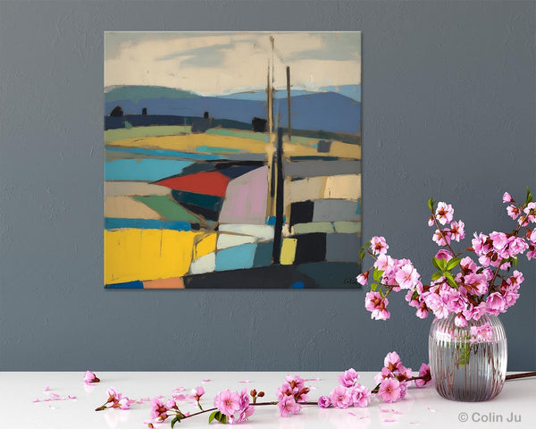 Original Landscape Wall Art Paintings, Abstract Wall Art Painting for Living Room, Landscape Canvas Paintings, Acrylic Painting on Canvas-ArtWorkCrafts.com