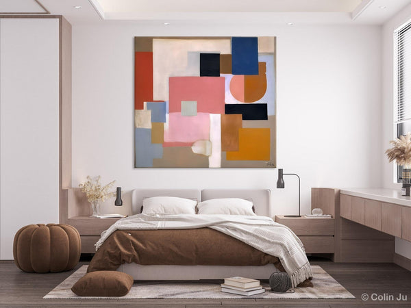 Geometric Abstract Art, Original Abstract Wall Art, Contemporary Acrylic Paintings, Hand Painted Canvas Art, Large Abstract Art for Bedroom-ArtWorkCrafts.com