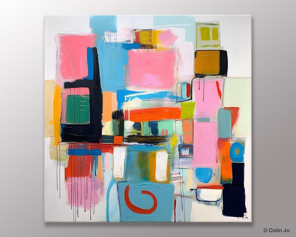 Contemporary Canvas Art, Original Modern Wall Art, Modern Canvas Paintings, Modern Acrylic Artwork, Large Abstract Painting for Dining Room-ArtWorkCrafts.com