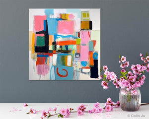 Contemporary Canvas Art, Original Modern Wall Art, Modern Canvas Paintings, Modern Acrylic Artwork, Large Abstract Painting for Dining Room-ArtWorkCrafts.com