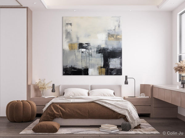 Modern Acrylic Artwork, Contemporary Canvas Artwork, Original Modern Wall Art, Black Canvas Paintings, Large Abstract Painting for Bedroom-ArtWorkCrafts.com