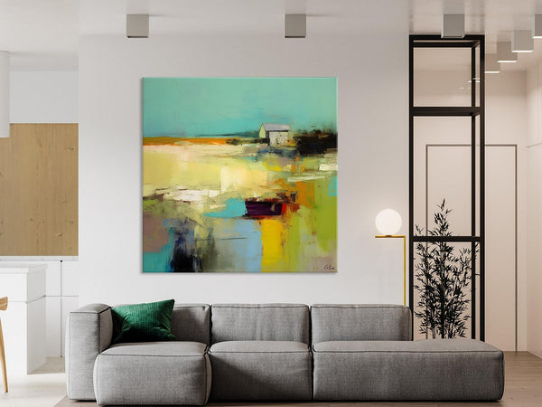 Landscape Canvas Paintings, Original Landscape Paintings, Abstract Wall Art Painting for Living Room, Oversized Acrylic Painting on Canvas-ArtWorkCrafts.com