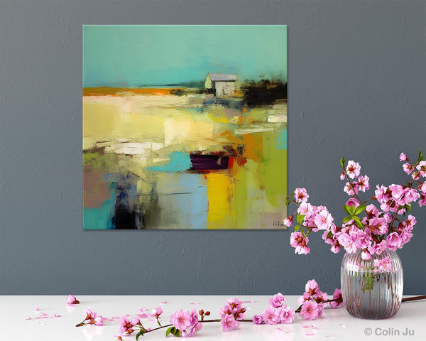 Landscape Canvas Paintings, Original Landscape Paintings, Abstract Wall Art Painting for Living Room, Oversized Acrylic Painting on Canvas-ArtWorkCrafts.com