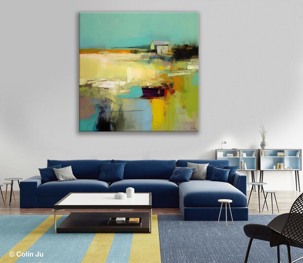 Landscape Canvas Paintings, Original Landscape Paintings, Abstract Wall Art Painting for Living Room, Oversized Acrylic Painting on Canvas-ArtWorkCrafts.com
