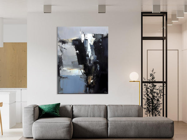 Extra Large Paintings for Bedroom, Black Contemporary Wall Art, Abstract Wall Paintings, Hand Painted Canvas Art, Original Modern Painting-ArtWorkCrafts.com