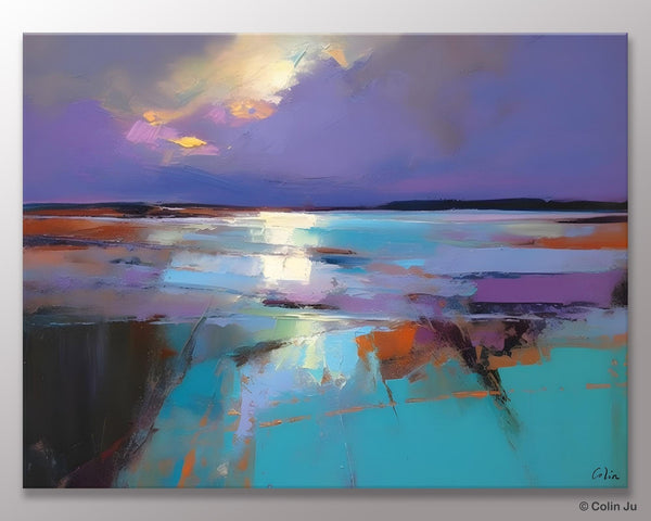 Abstract Landscape Painting on Canvas, Large Paintings for Bedroom, Oversized Contemporary Wall Art Paintings, Extra Large Original Artwork-ArtWorkCrafts.com