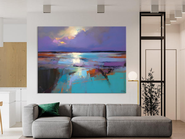 Abstract Landscape Painting on Canvas, Large Paintings for Bedroom, Oversized Contemporary Wall Art Paintings, Extra Large Original Artwork-ArtWorkCrafts.com