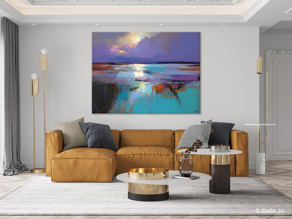 Abstract Landscape Painting on Canvas, Large Paintings for Bedroom, Oversized Contemporary Wall Art Paintings, Extra Large Original Artwork-ArtWorkCrafts.com
