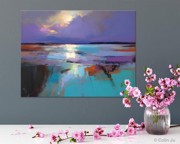 Abstract Landscape Painting on Canvas, Large Paintings for Bedroom, Oversized Contemporary Wall Art Paintings, Extra Large Original Artwork-ArtWorkCrafts.com