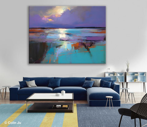 Abstract Landscape Painting on Canvas, Large Paintings for Bedroom, Oversized Contemporary Wall Art Paintings, Extra Large Original Artwork-ArtWorkCrafts.com