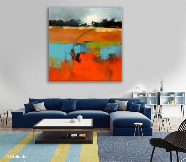 Original Abstract Wall Art, Landscape Acrylic Art, Landscape Canvas Art, Hand Painted Canvas Art, Large Abstract Painting for Living Room-ArtWorkCrafts.com