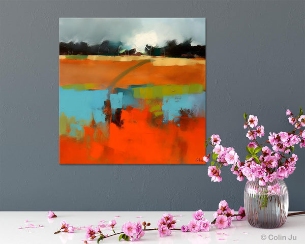 Original Abstract Wall Art, Landscape Acrylic Art, Landscape Canvas Art, Hand Painted Canvas Art, Large Abstract Painting for Living Room-ArtWorkCrafts.com