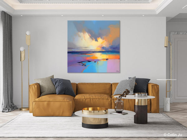 Sunrise Landscape Acrylic Art, Landscape Canvas Art, Original Abstract Art, Hand Painted Canvas Art, Large Abstract Painting for Living Room-ArtWorkCrafts.com