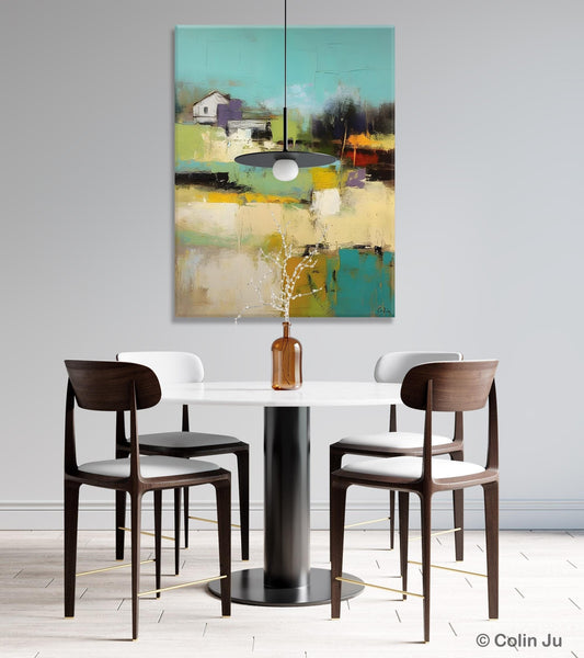 Landscape Canvas Paintings for Dining Room, Extra Large Modern Wall Art, Acrylic Painting on Canvas, Original Landscape Abstract Painting-ArtWorkCrafts.com