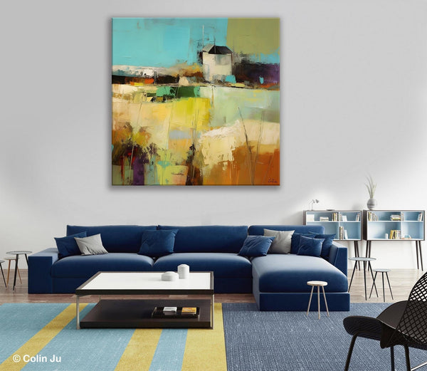 Landscape Canvas Paintings, Landscape Acrylic Art, Original Abstract Art, Hand Painted Canvas Art, Large Landscape Paintings for Living Room-ArtWorkCrafts.com
