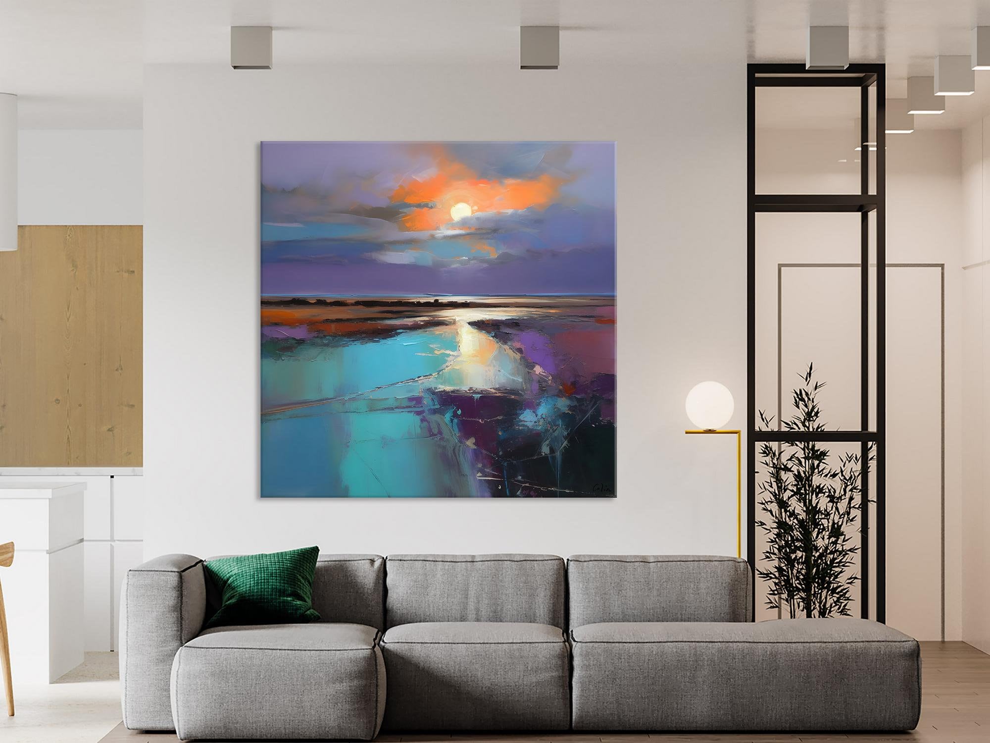 Landscape Acrylic Art, Original Abstract Art, Landscape Canvas Paintings, Hand Painted Canvas Art, Large Landscape Paintings for Living Room-ArtWorkCrafts.com