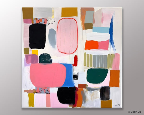 Geometric Modern Acrylic Art, Modern Original Abstract Art, Large Wall Art for Bedroom, Canvas Paintings for Sale, Contemporary Canvas Art-ArtWorkCrafts.com