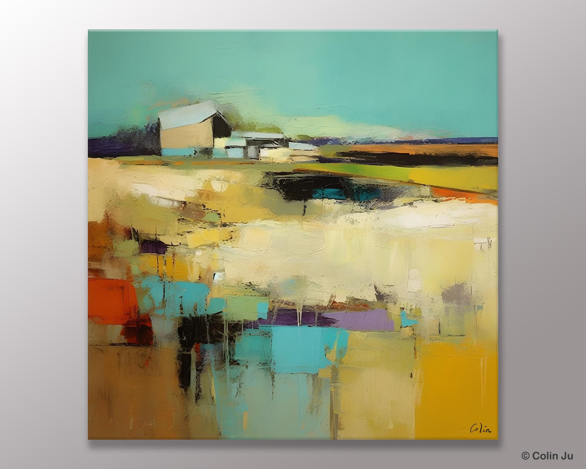 Large Landscape Canvas Paintings, Hand Painted Canvas Art, Landscape Acrylic Art, Original Abstract Art, Landscape Paintings for Living Room-ArtWorkCrafts.com