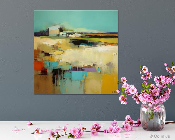 Large Landscape Canvas Paintings, Hand Painted Canvas Art, Landscape Acrylic Art, Original Abstract Art, Landscape Paintings for Living Room-ArtWorkCrafts.com