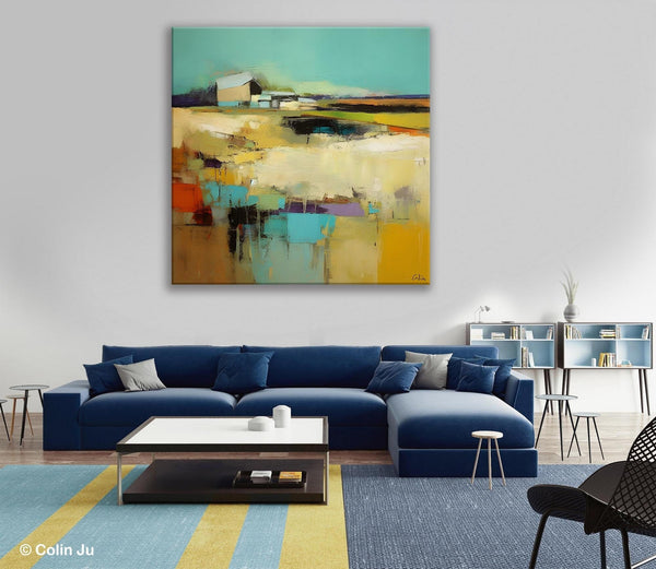Large Landscape Canvas Paintings, Hand Painted Canvas Art, Landscape Acrylic Art, Original Abstract Art, Landscape Paintings for Living Room-ArtWorkCrafts.com