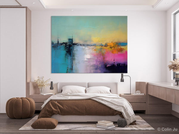 Hand Painted Original Canvas Wall Art, Abstract Landscape Paintings for Bedroom, Modern Landscape Artwork, Contemporary Acrylic Paintings-ArtWorkCrafts.com