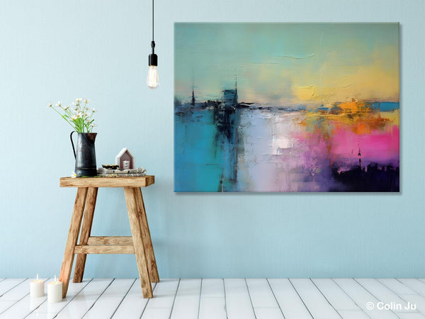 Hand Painted Original Canvas Wall Art, Abstract Landscape Paintings for Bedroom, Modern Landscape Artwork, Contemporary Acrylic Paintings-ArtWorkCrafts.com