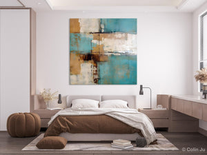 Large Wall Art for Bedroom, Geometric Modern Acrylic Art, Modern Original Abstract Art, Canvas Paintings for Sale, Contemporary Canvas Art-ArtWorkCrafts.com