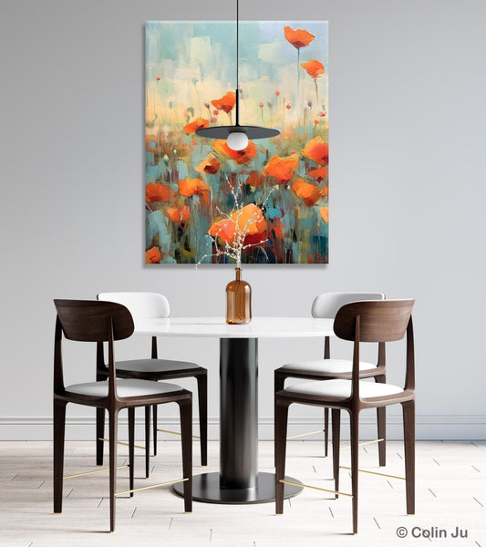Flower Canvas Paintings, Flower Field Painting, Large Original Landscape Painting for Bedroom, Acrylic Paintings on Canvas, Hand Painted Art-ArtWorkCrafts.com