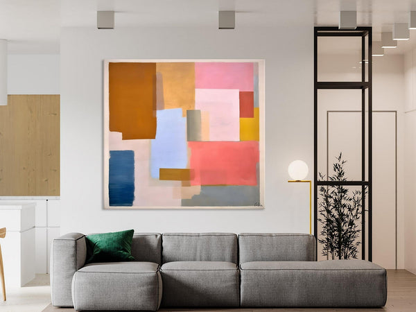 Original Abstract Art, Canvas Paintings for Sale, Large Modern Wall Art for Bedroom, Geometric Modern Acrylic Art, Contemporary Canvas Art-ArtWorkCrafts.com