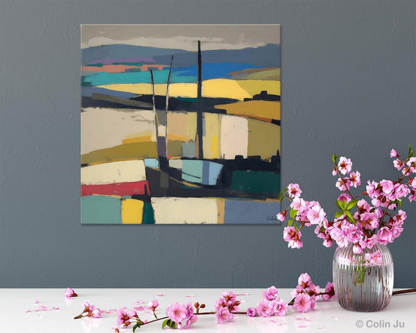 Landscape Canvas Art, Original Abstract Art, Hand Painted Canvas Art, Abstract Landscape Painting, Large Abstract Painting for Living Room-ArtWorkCrafts.com