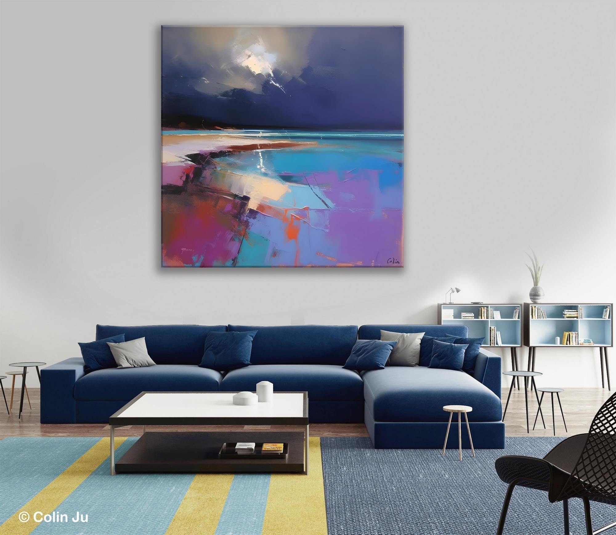 Landscape Canvas Paintings, Hand Painted Canvas Art, Landscape Acrylic Art, Original Abstract Art, Large Landscape Paintings for Living Room-ArtWorkCrafts.com