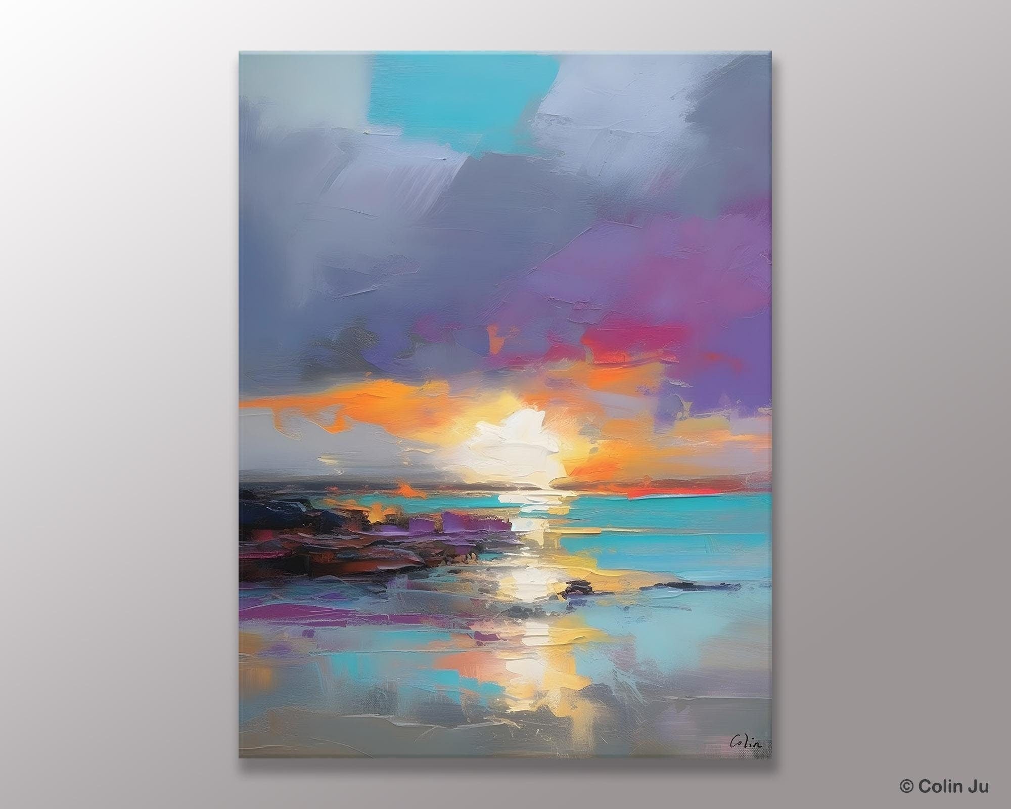 Landscape Paintings for Living Room, Extra Large Modern Wall Art Paintings, Acrylic Painting on Canvas, Original Landscape Abstract Painting-ArtWorkCrafts.com