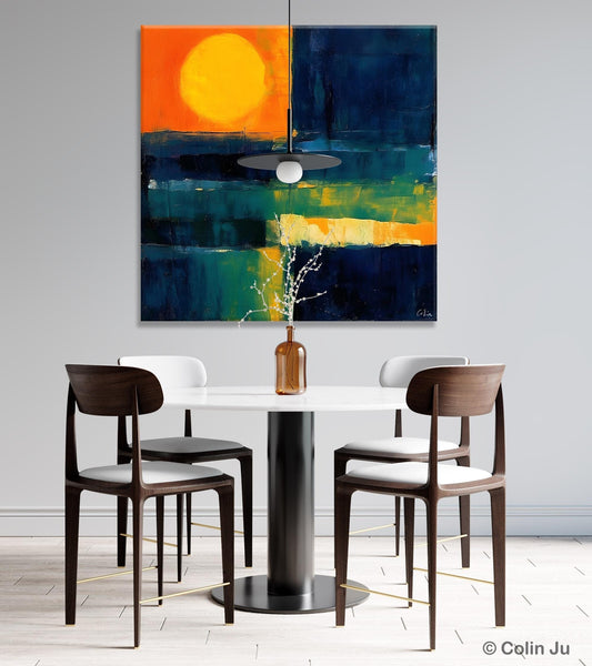 Large Abstract Painting for Dining Room, Modern Acrylic Artwork, Simple Canvas Paintings, Contemporary Canvas Art, Original Modern Wall Art-ArtWorkCrafts.com
