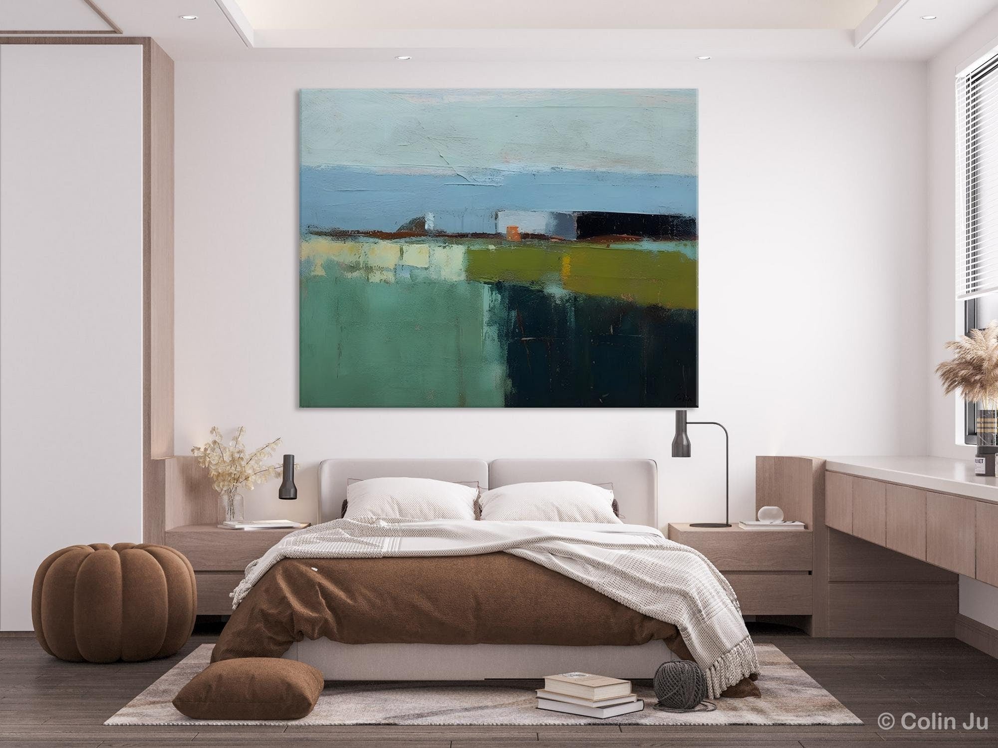 Landscape Acrylic Paintings, Landscape Abstract Painting, Modern Wall Art for Living Room, Original Abstract Art, Acrylic Painting on Canvas-ArtWorkCrafts.com